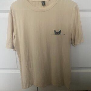 Cream Shein Cat Shirt Mens Small